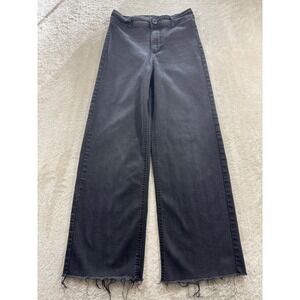 OAT Womens Wide Leg Raw Hem High Rise Black Jeans 4/27 Meas: 25x28